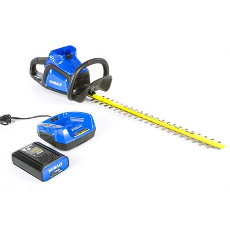 Kobalt battery hedge trimmer - suitable for one type of battery may create a risk of fire when used with another battery. • Use a battery-operated tool only with specified battery. Use of any other batteries may create a risk of fire. • Use only 40 V Kobalt batteries. Personal safety • Stay alert, watch what you are doing, and use common sense when operating a power tool. 